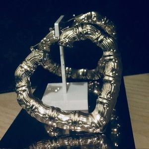 Silver Tone Heart Hoop Earrings